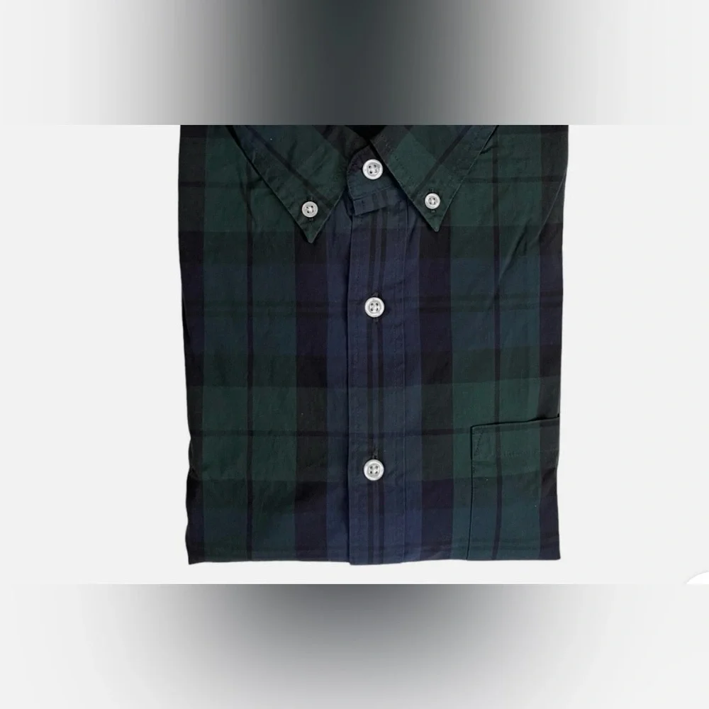 NWT Men's J.Crew Navy Green Plaid Flex Washed Classic Fit Casual Shirt M Holiday